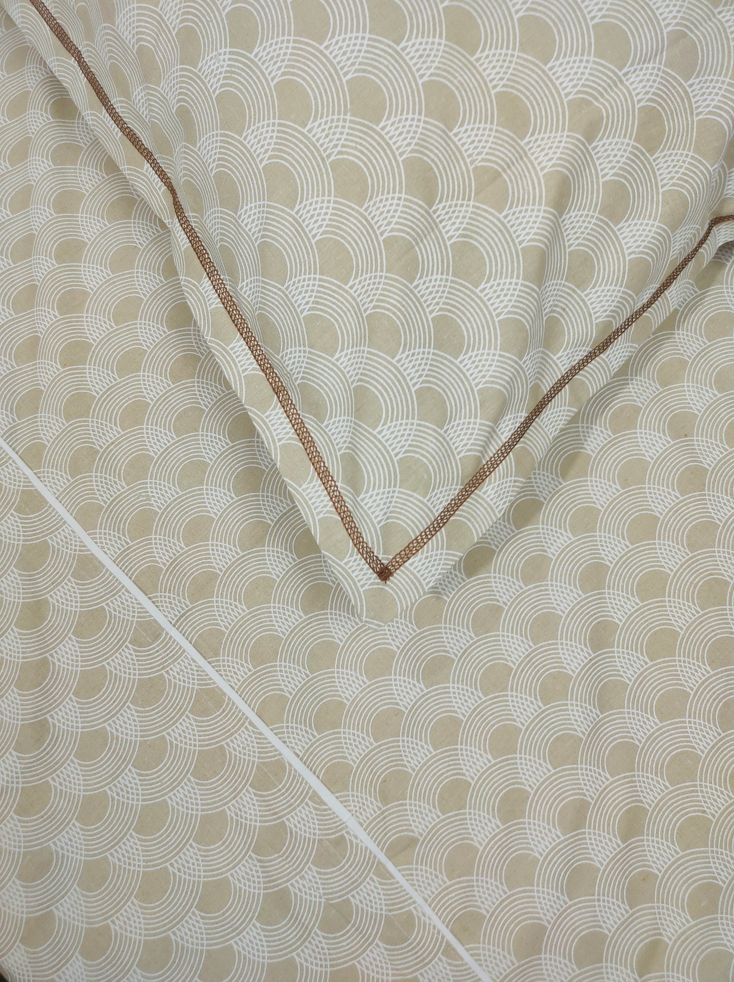White Marble Pure Cotton Double Bedsheet King Size - Brown