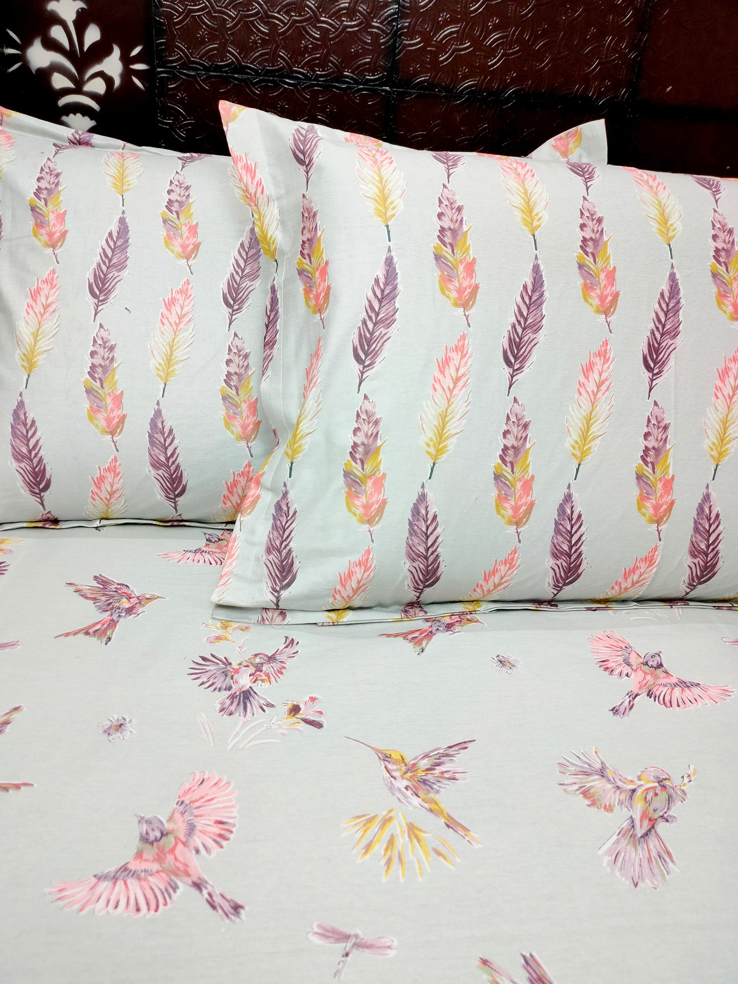 Romeo 100% Cotton Double Bedsheet King Size - Grey Robin