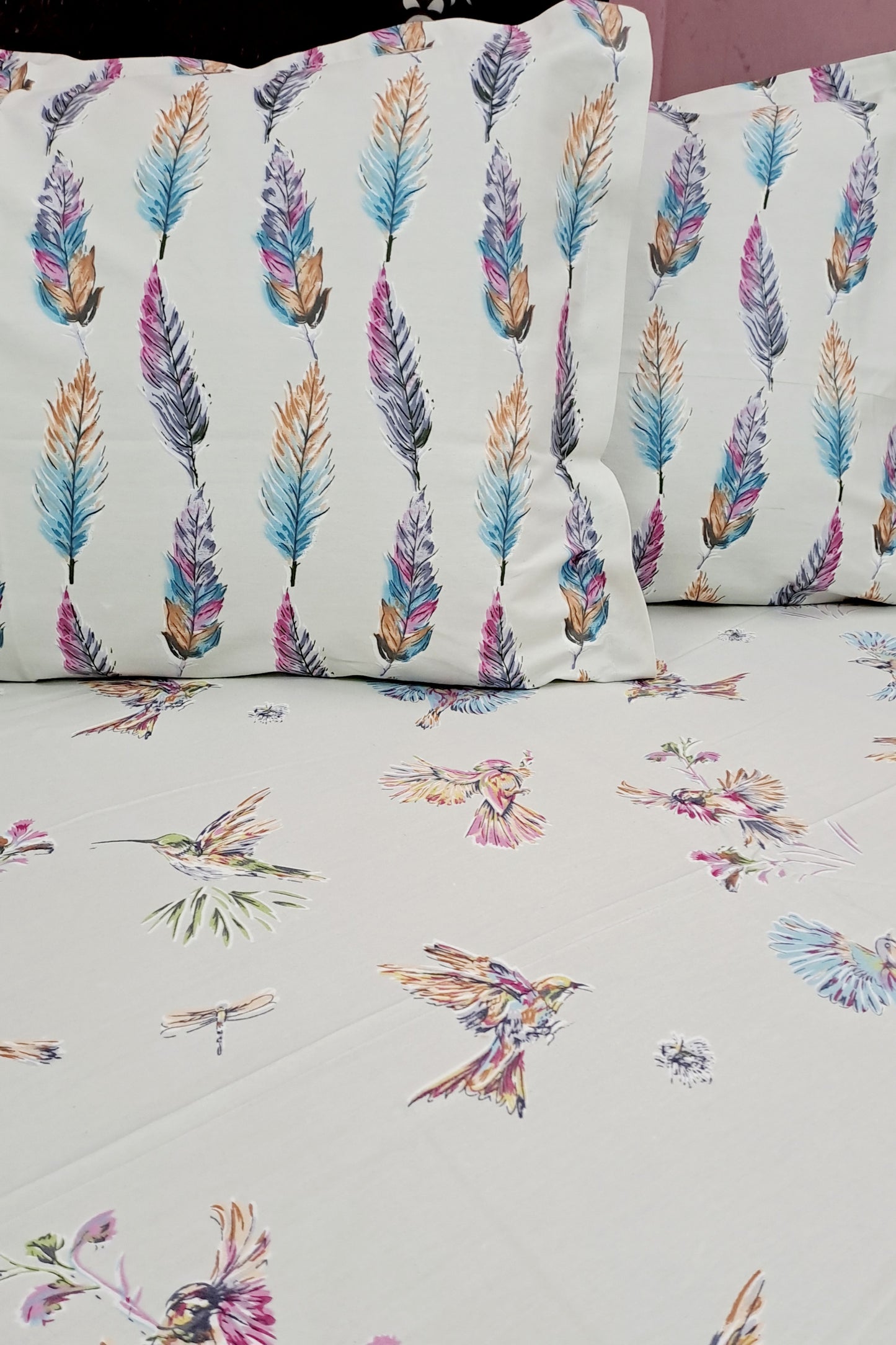 Romeo 100% Cotton Double Bedsheet King Size Bedsheet - Blue Robbin