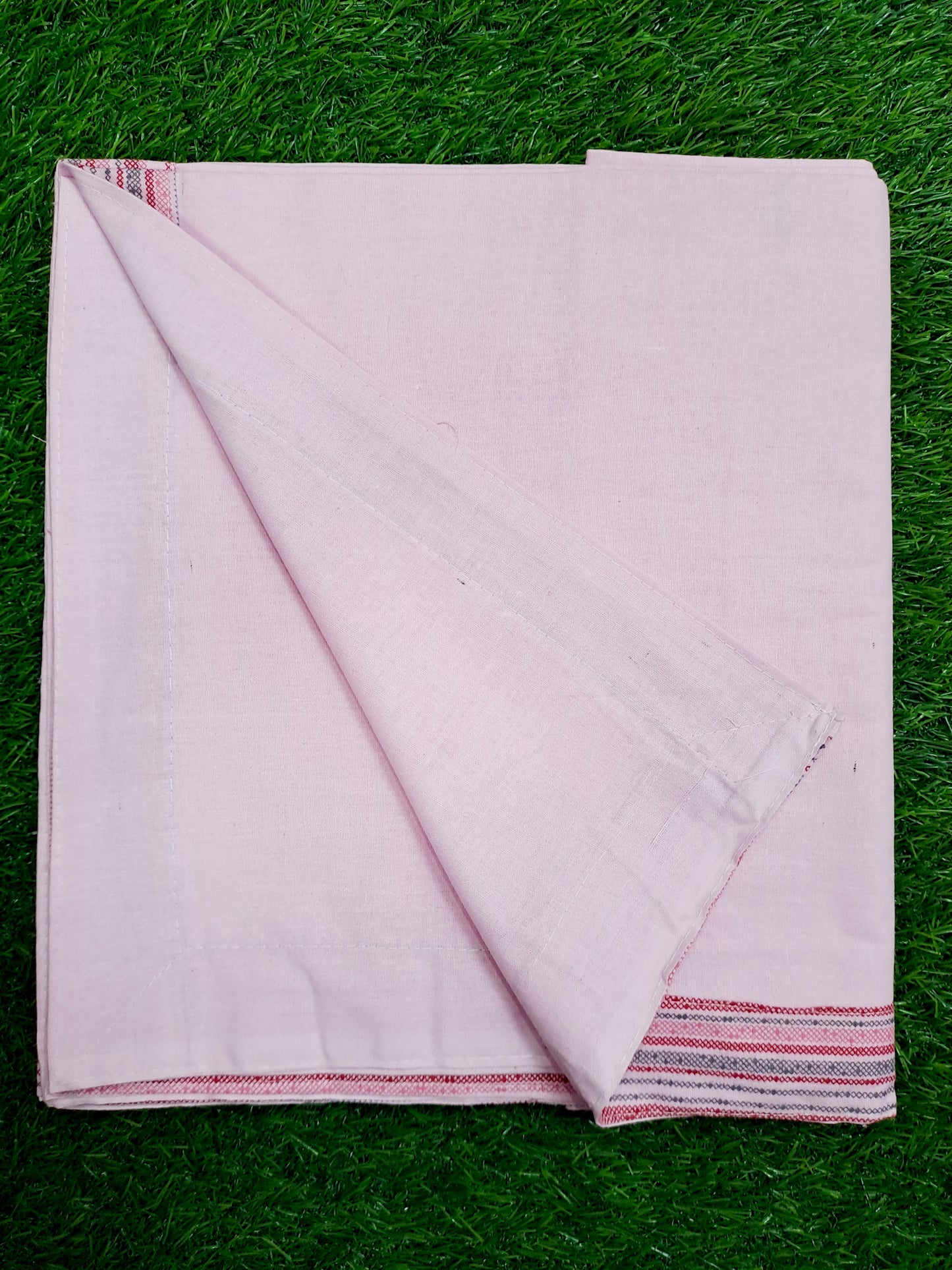 Pure Cotton Single Bed Size Topsheet - Plain Pink Border