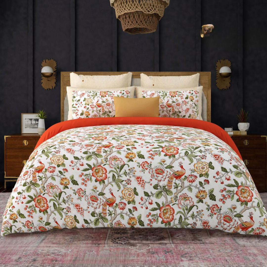 Spring Beauty 100% Cotton Twill Cotton Double Bedsheet King Size - Off White Base