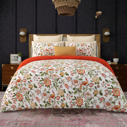 Spring Beauty 100% Cotton Twill Cotton Double Bedsheet King Size - Off White Base
