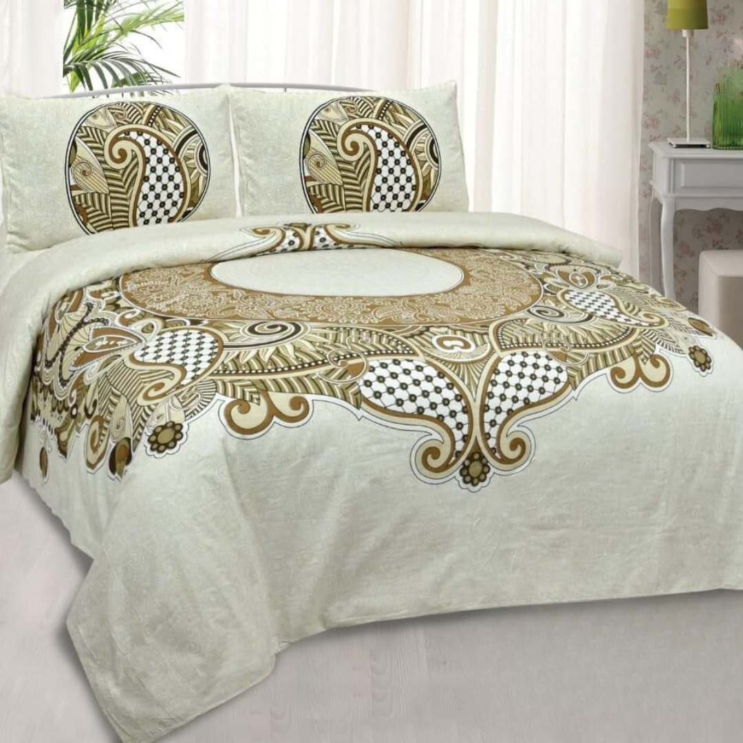 Rangoli Pure Cotton Double Bedsheet - Yellow