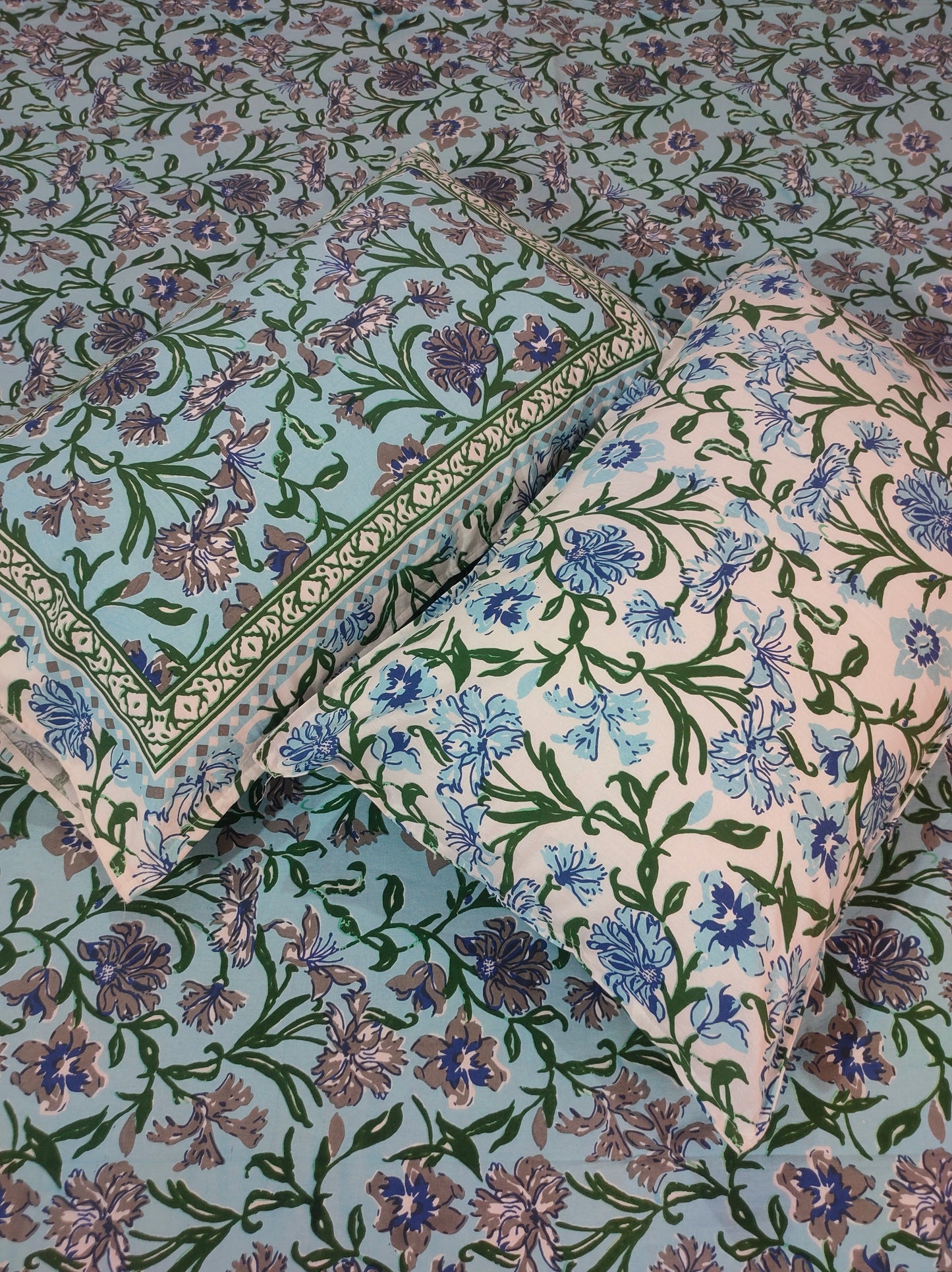 Gardenia Pure Cotton Double Bedsheet - Blue