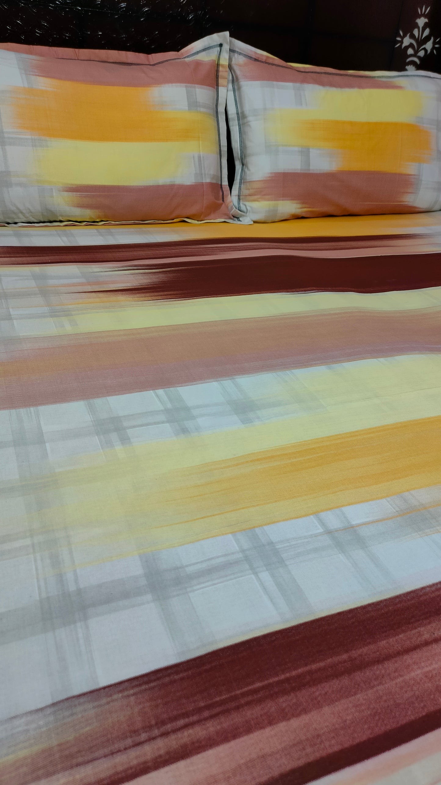 Horizon 100% Cotton Double Bedsheet King Size- Yellow