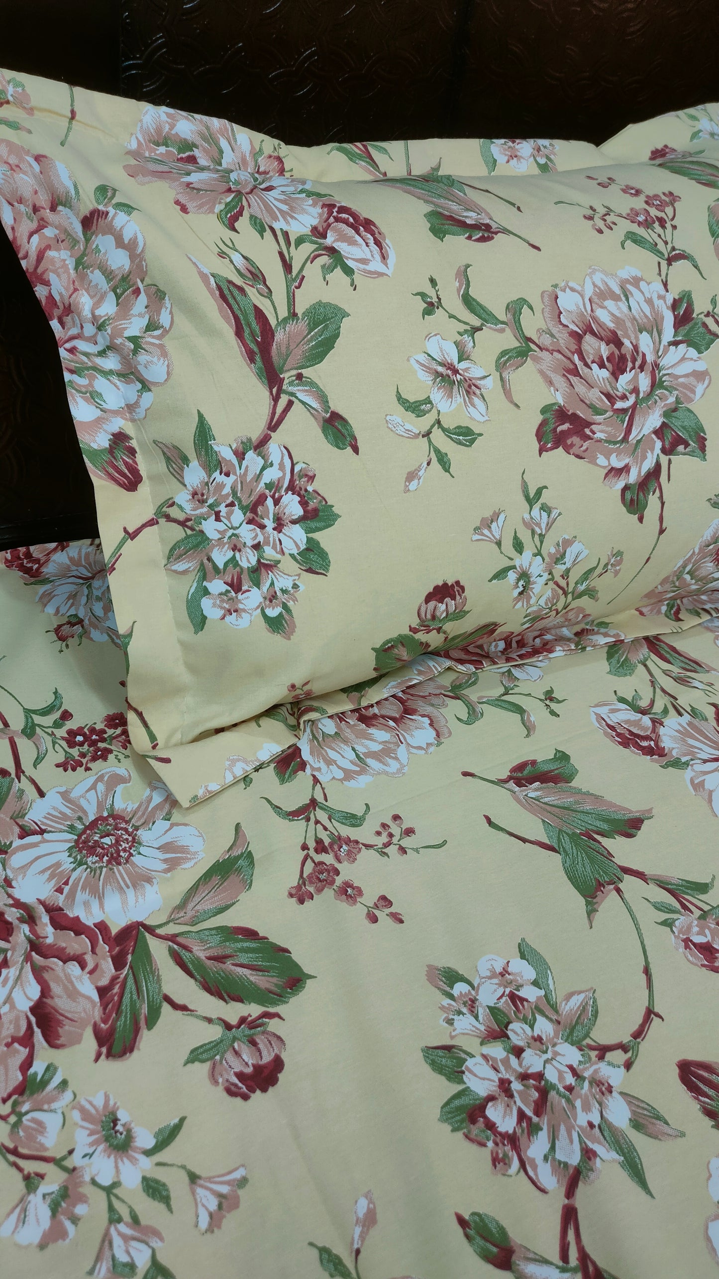 Angel Twill Cotton Rose Print Single Bedsheet-Yellow
