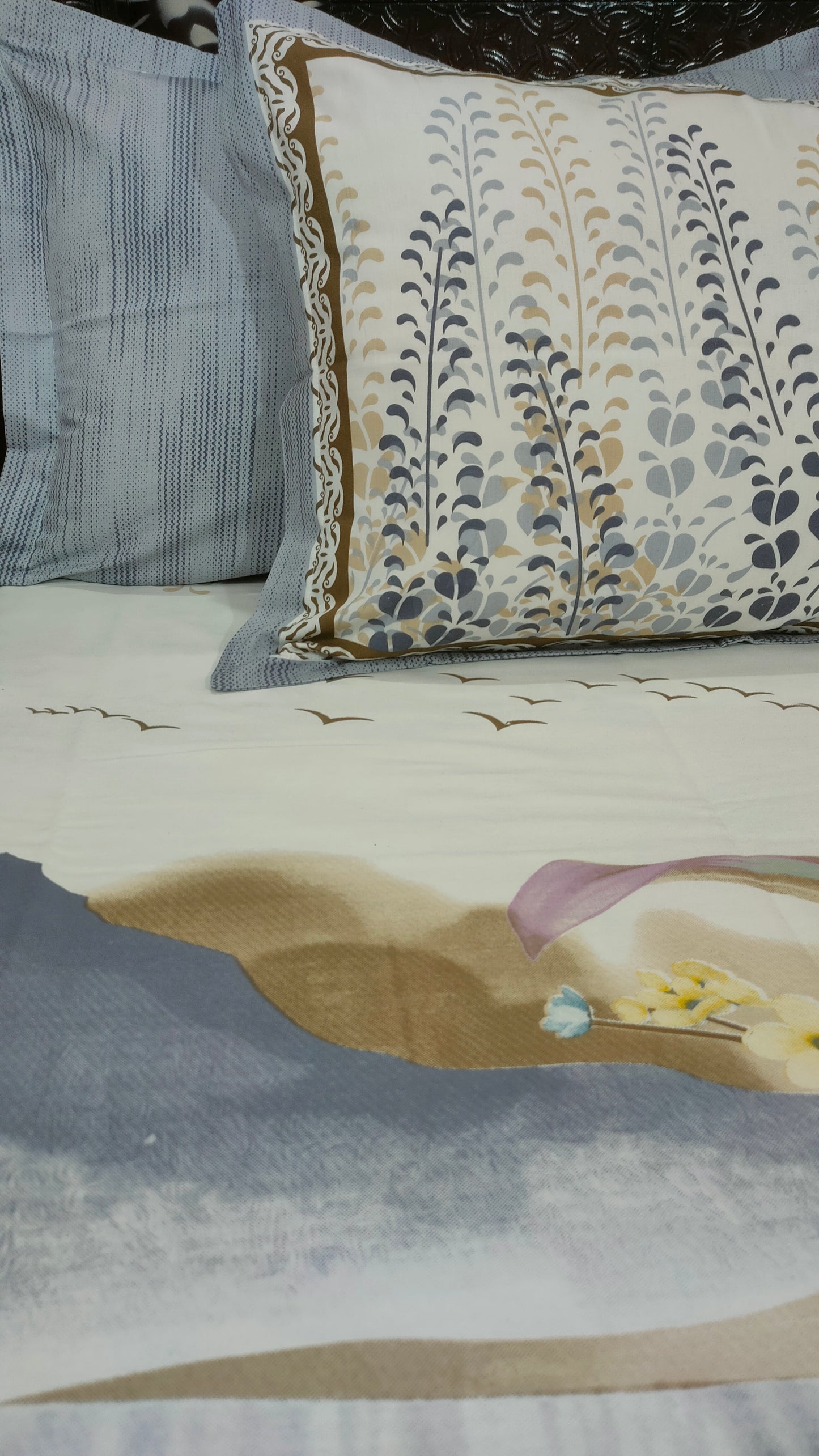 Diana Purple Oriental Pure Cotton Double Bedsheet King Size