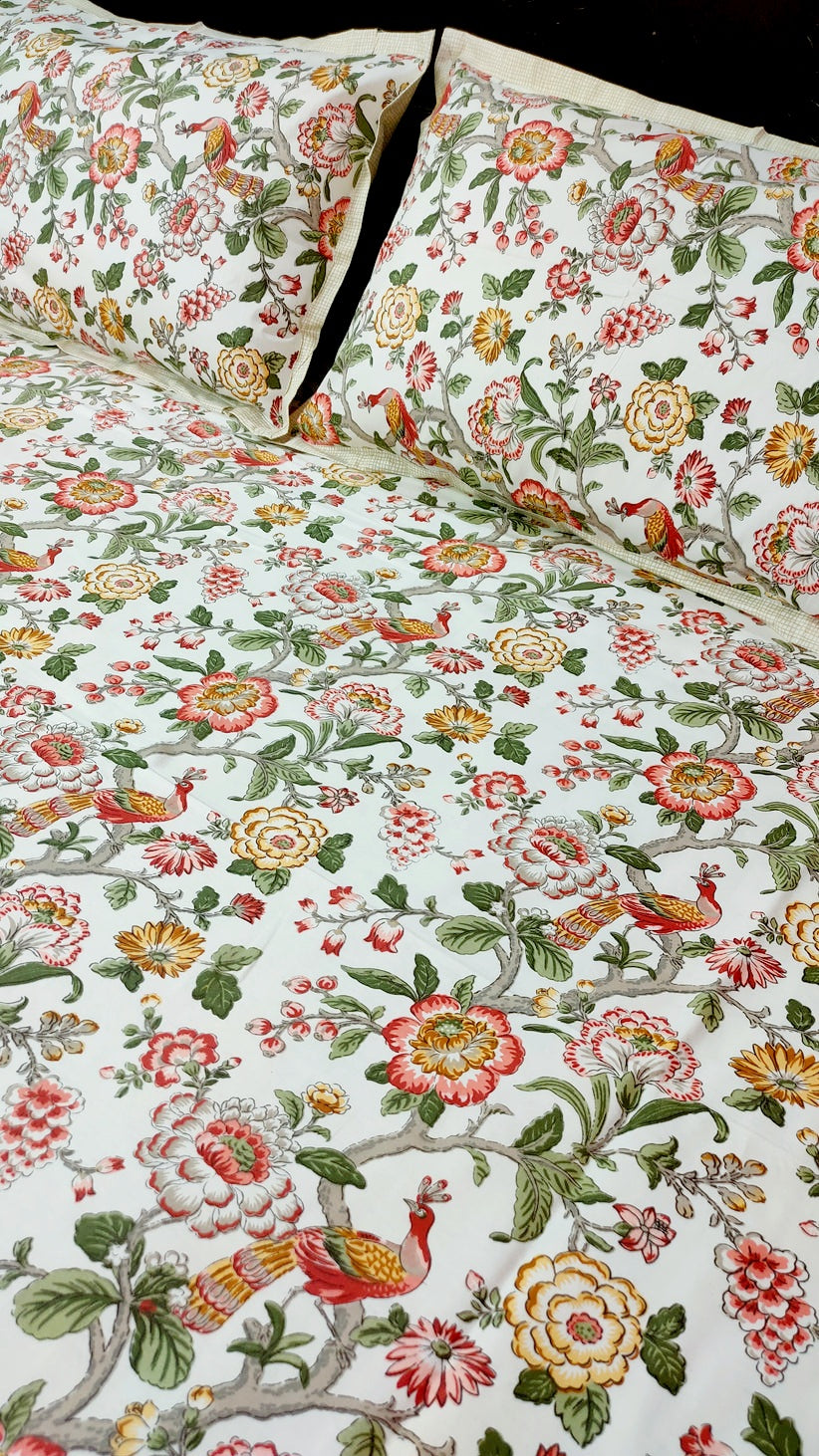 Spring Beauty 100% Cotton Twill Cotton Double Bedsheet King Size - Off White Base