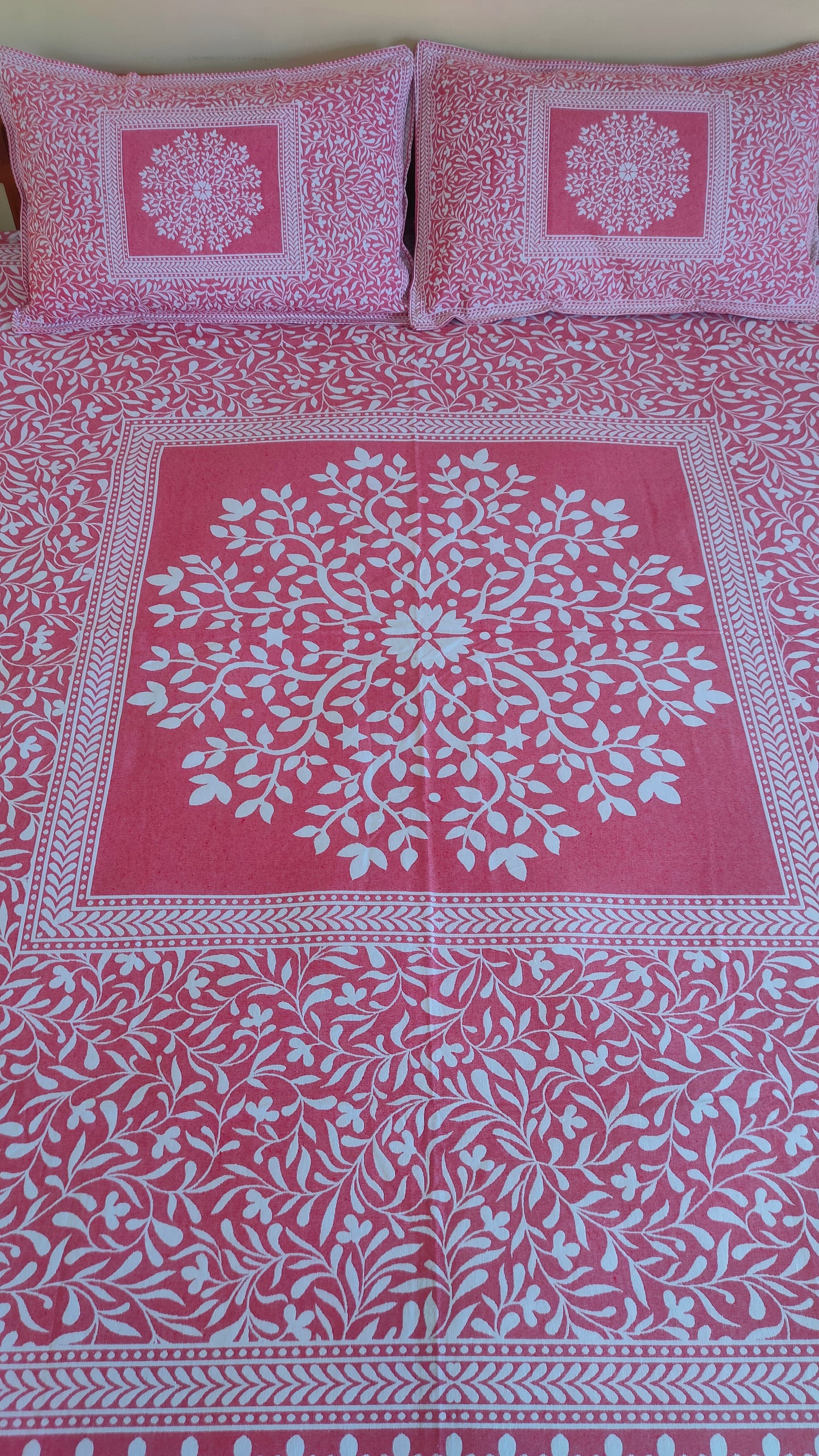 Rivera Reversible Cotton Double Bedsheet - Red