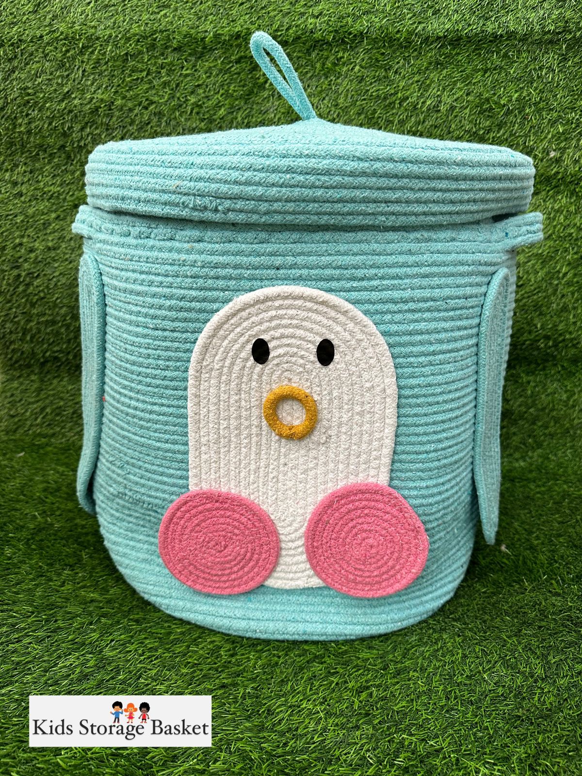 Natural cotton rope storage bins with lids/toy storage box-White doll