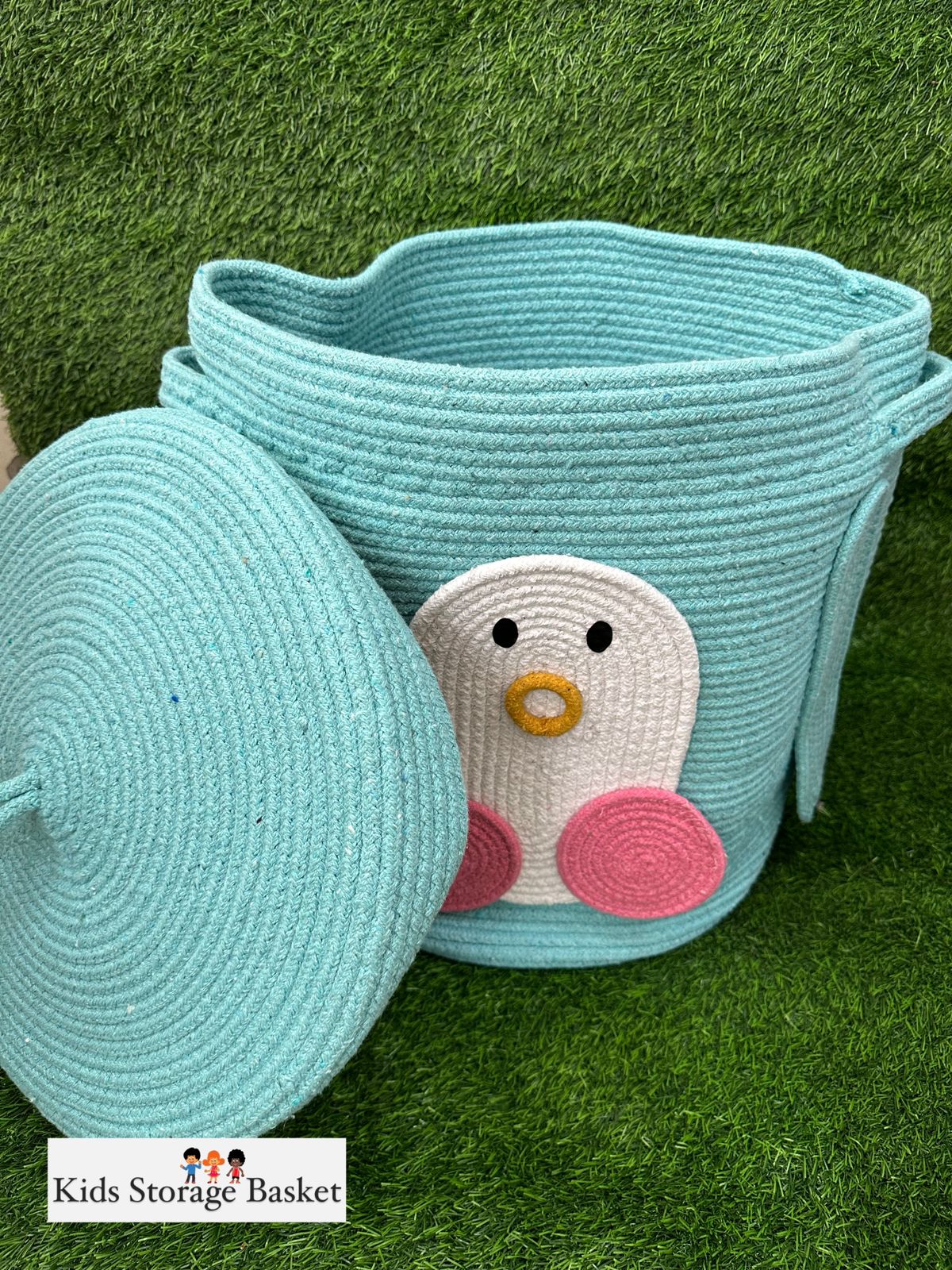 Natural cotton rope storage bins with lids/toy storage box-White doll