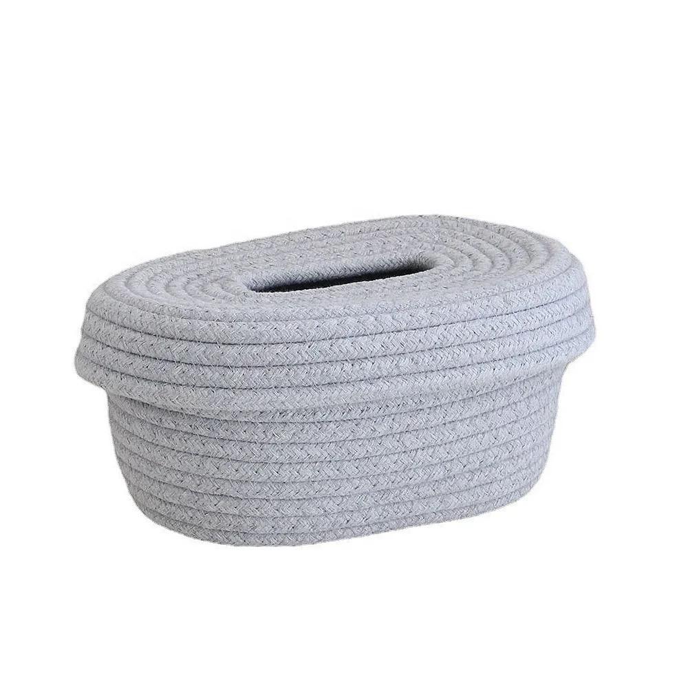Organic Cotton Rope tissue holder organiser - Grey