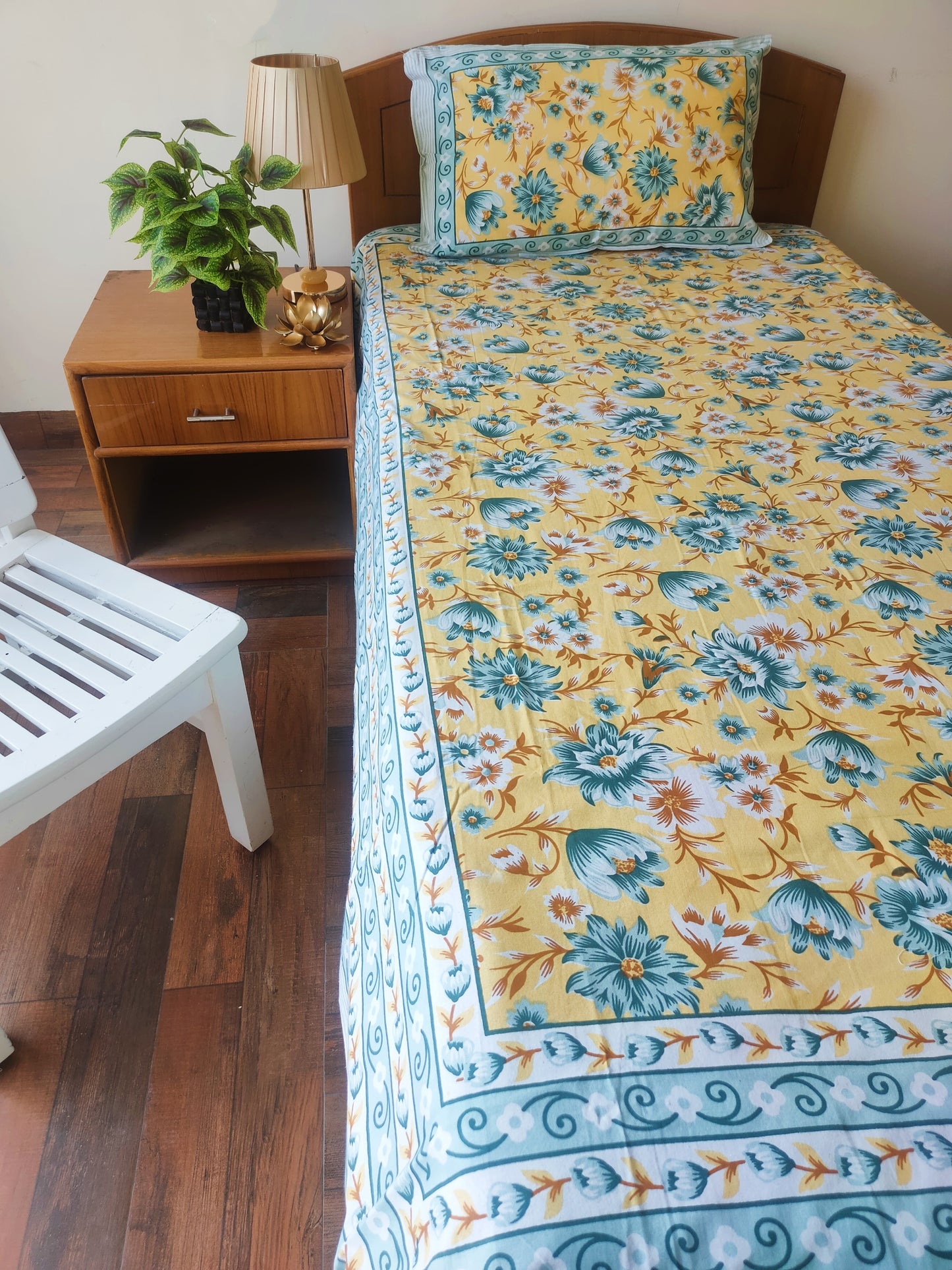 Yellow Daisy pure cotton bedsheet singal