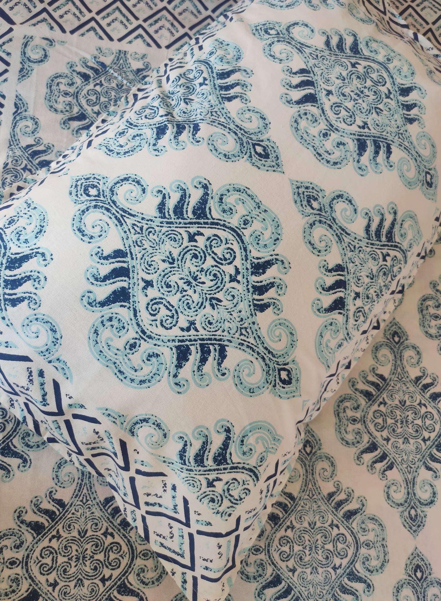 Blue Ornament Pure Cotton Single Bedsheet