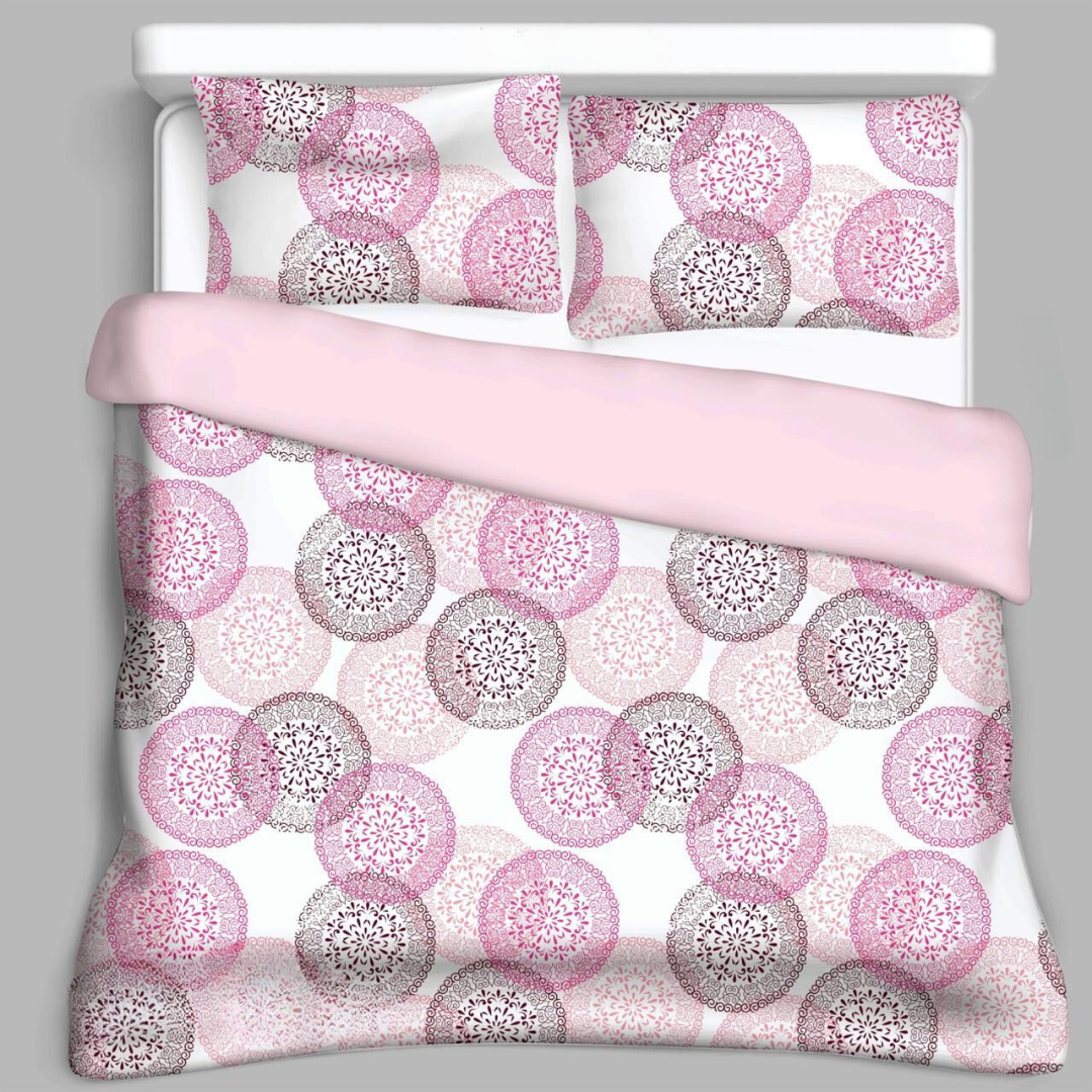 Viva Pure Cotton King Size Double Bedsheet- Pink Round