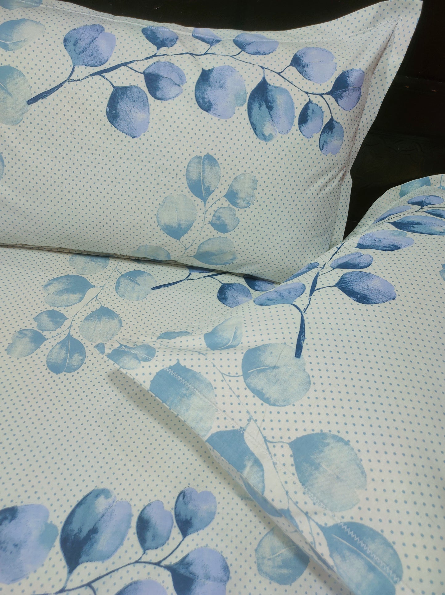 Orchid Pure Cotton Double Bedsheet - Blue