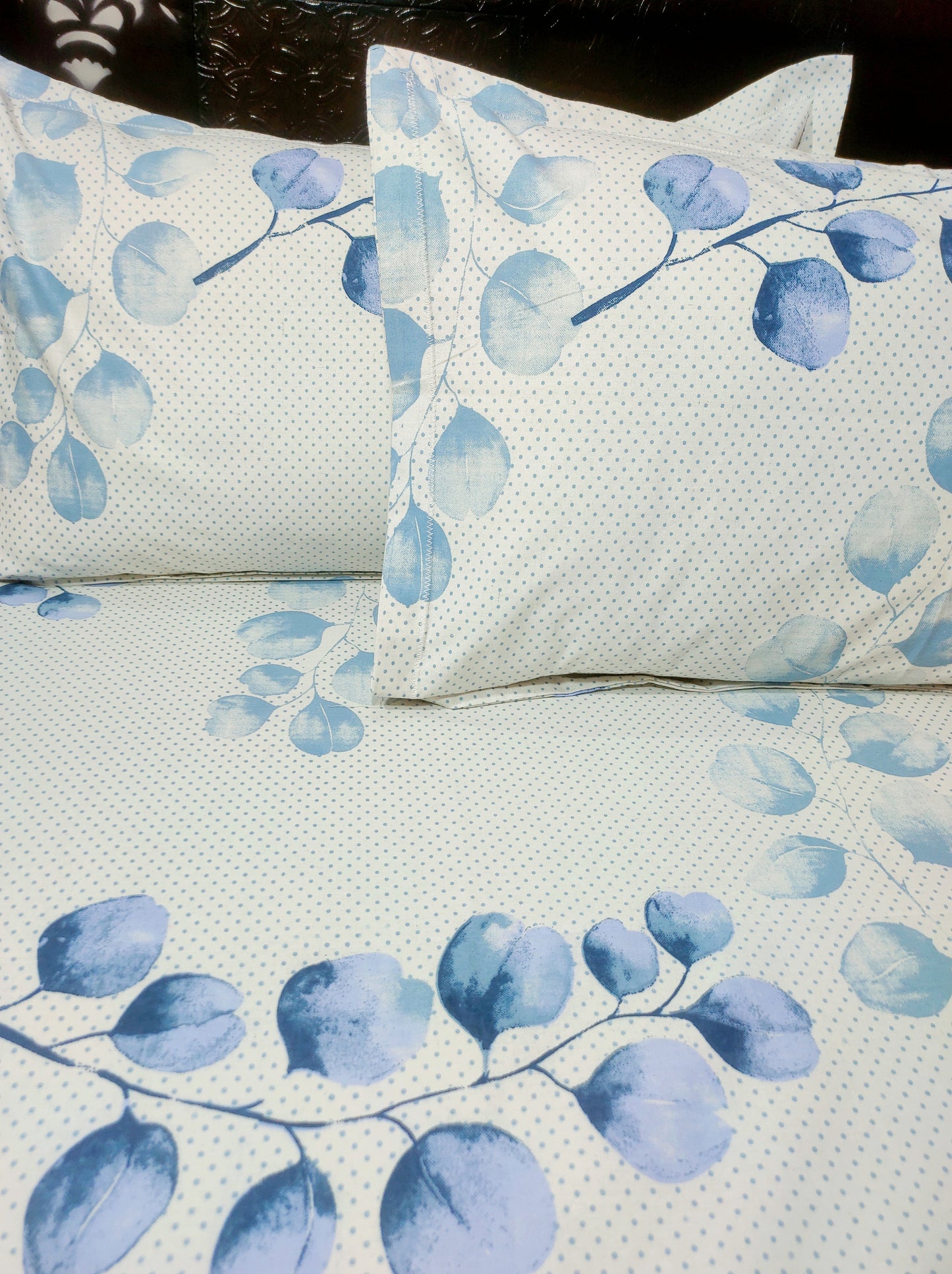 Orchid Pure Cotton Double Bedsheet - Blue