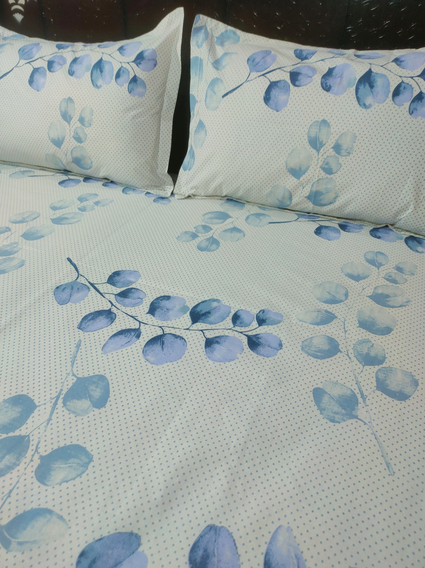 Orchid Pure Cotton Double Bedsheet - Blue