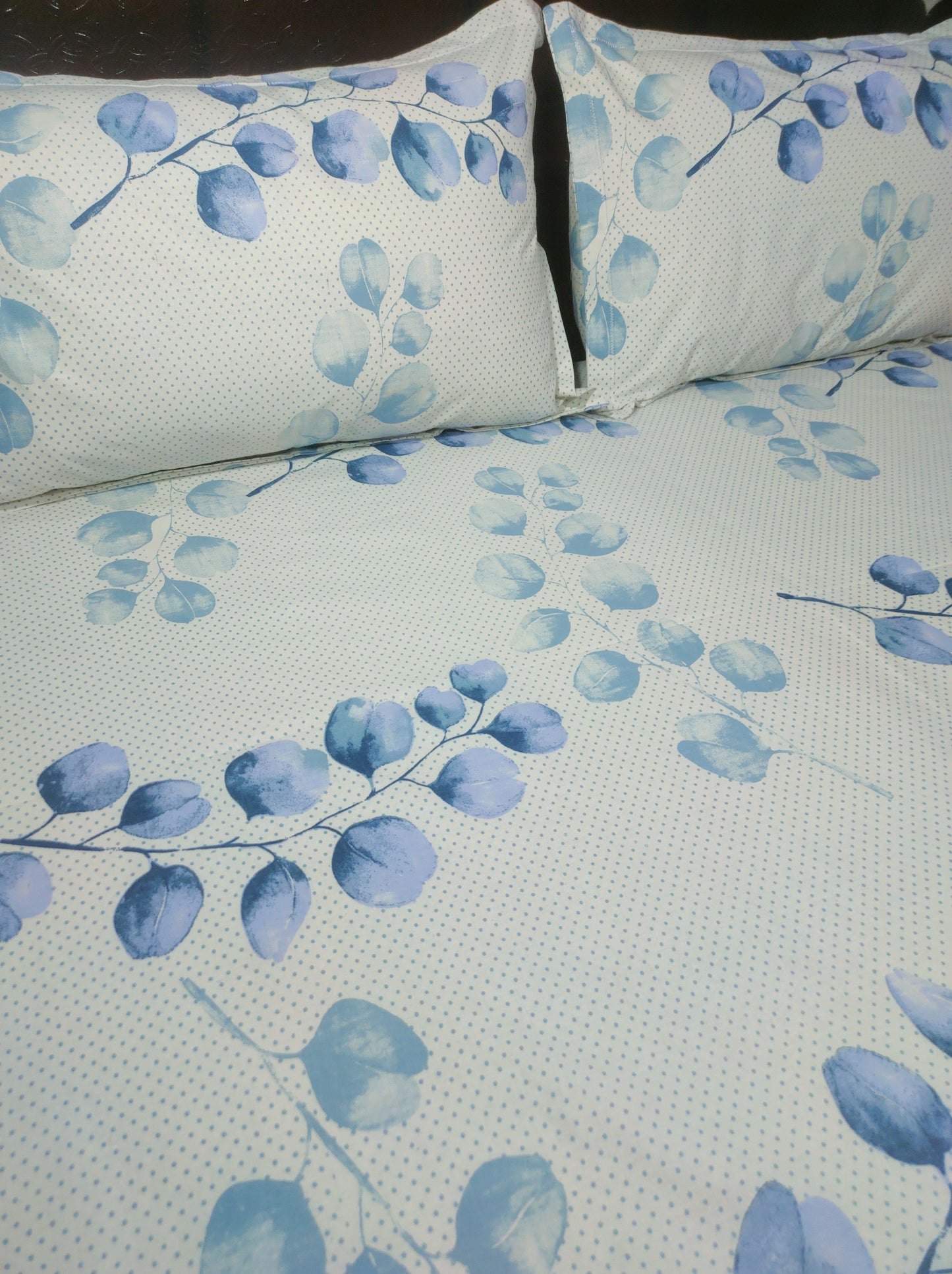 Orchid Pure Cotton Double Bedsheet - Blue