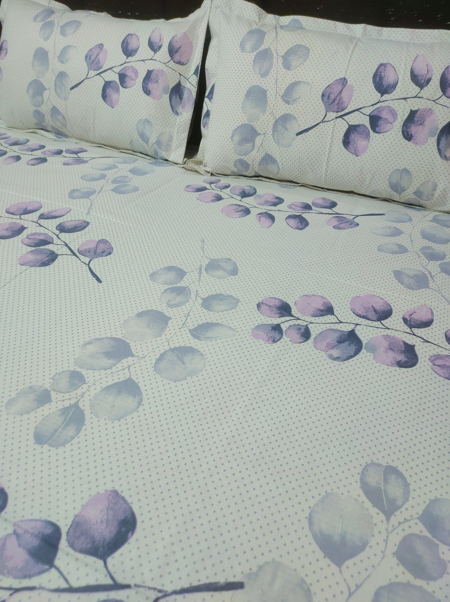 Orchid Pure Cotton Double Bedsheet - Purple