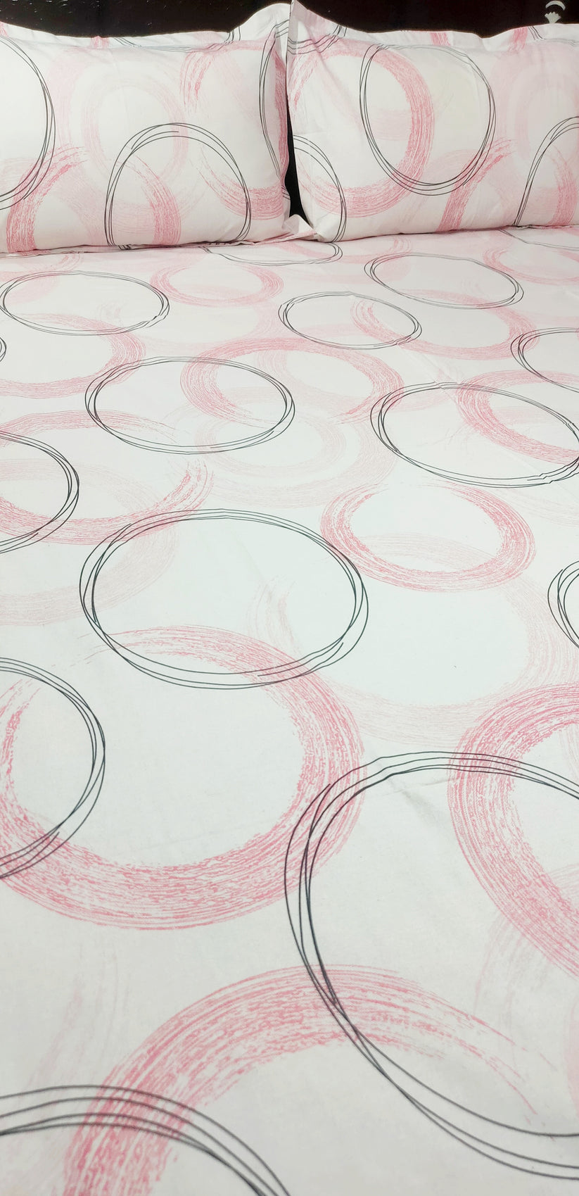 Water Drop Pure Cotton Double Bedsheet - Pink