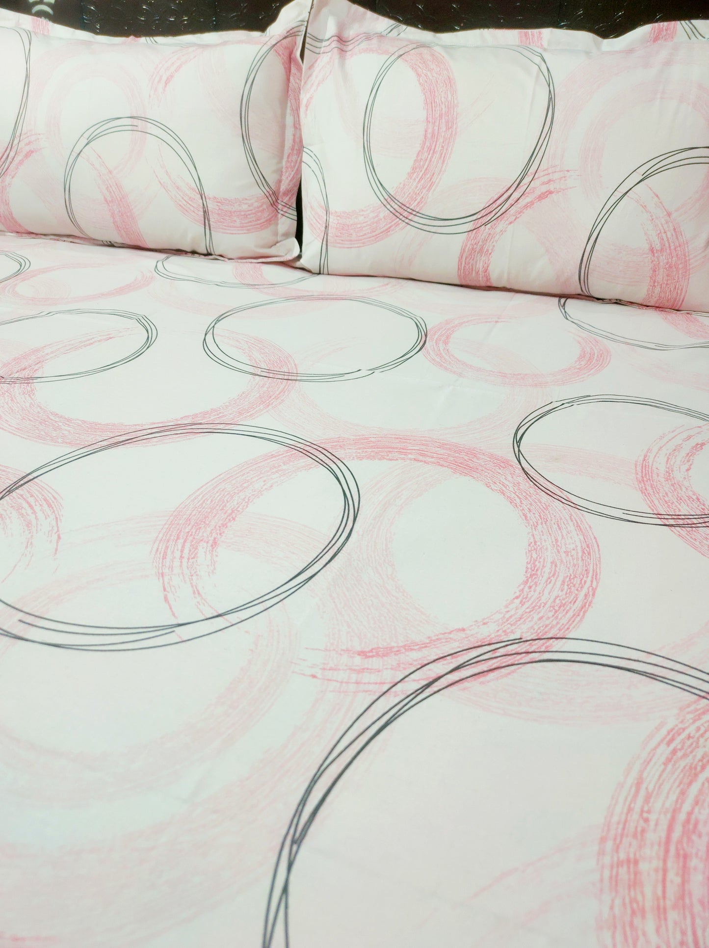 Water Drop Pure Cotton Double Bedsheet - Pink