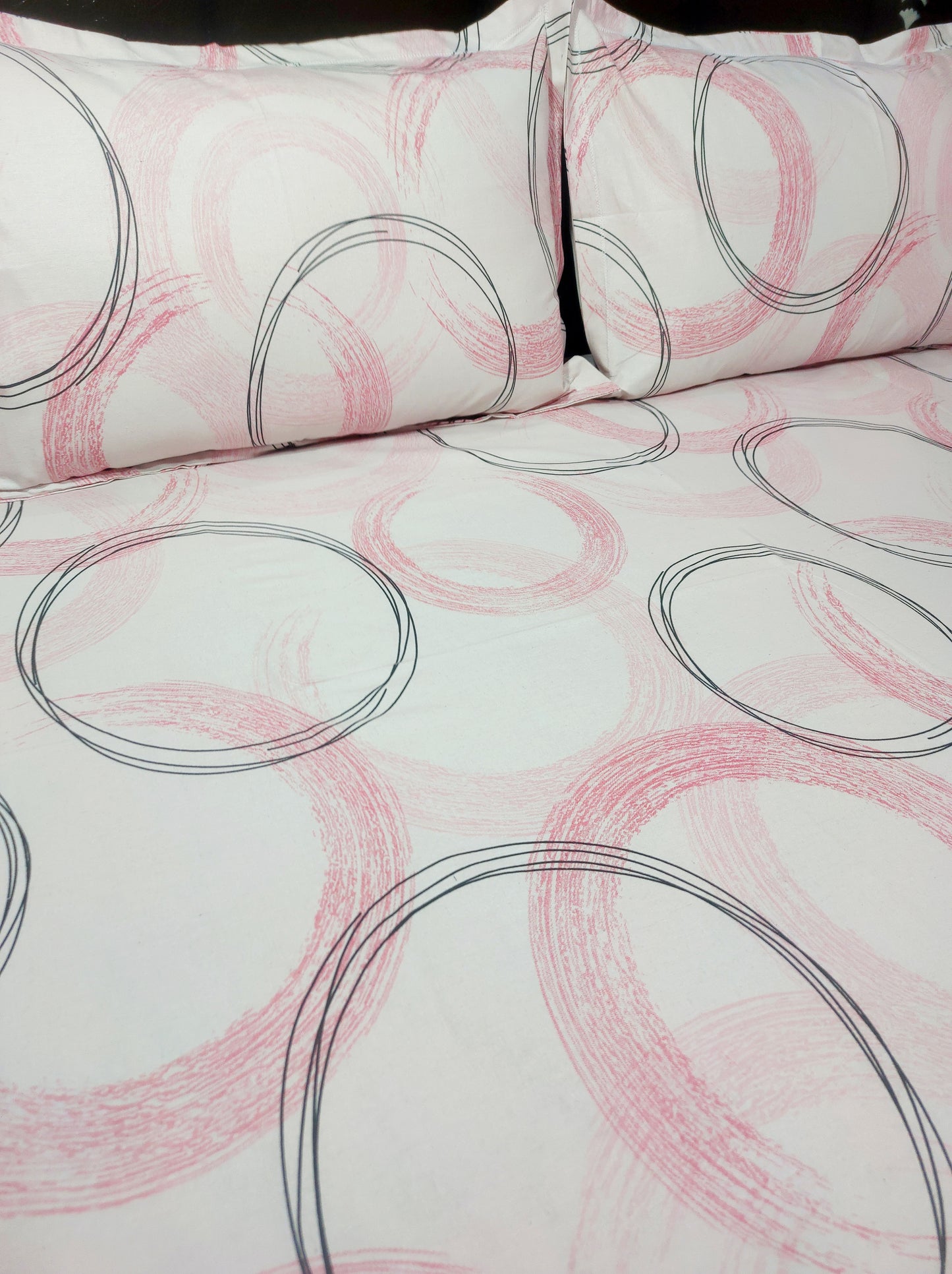 Water Drop Pure Cotton Double Bedsheet - Pink