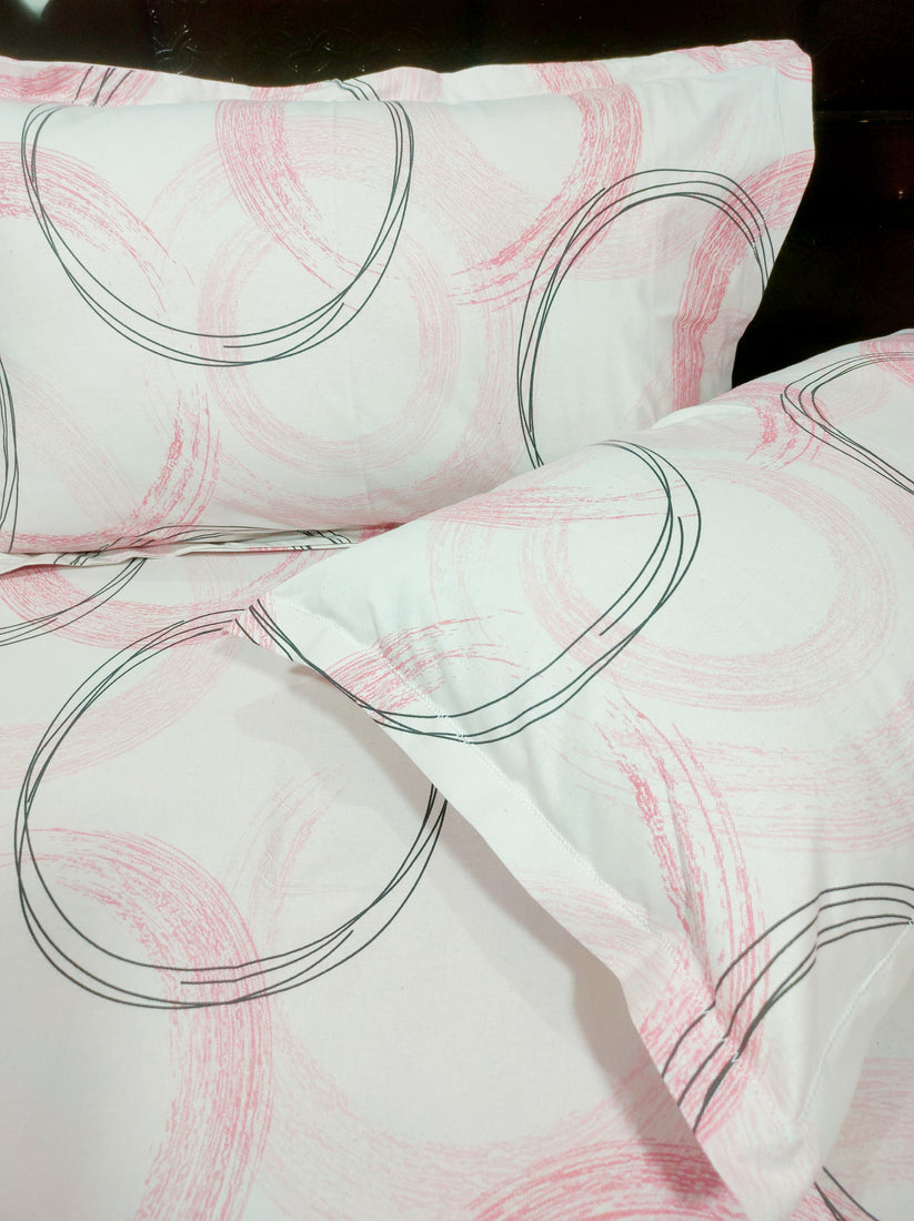 Water Drop Pure Cotton Double Bedsheet - Pink