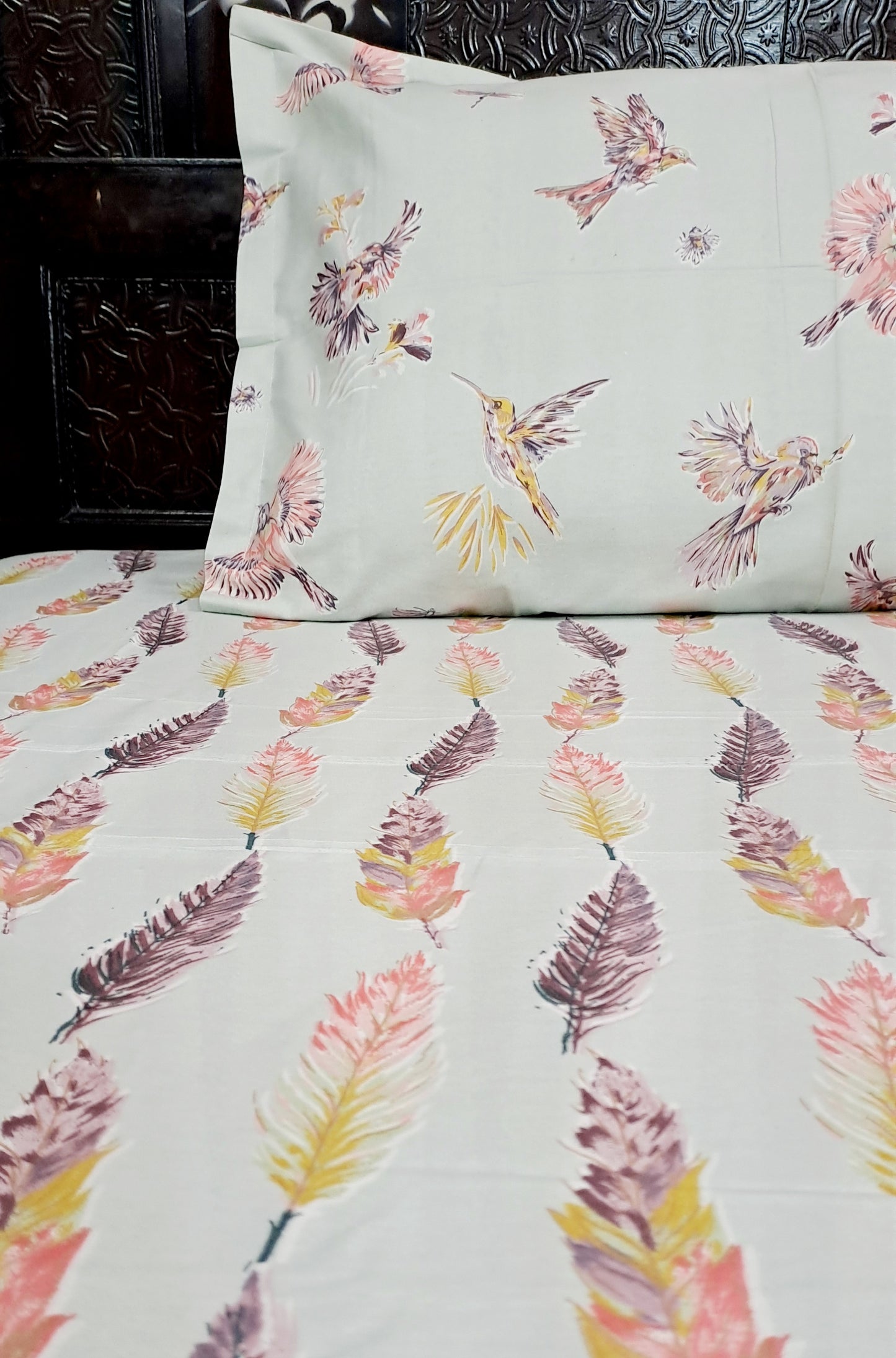 Romeo 100% Cotton Double Bedsheet King Size- Grey Feather