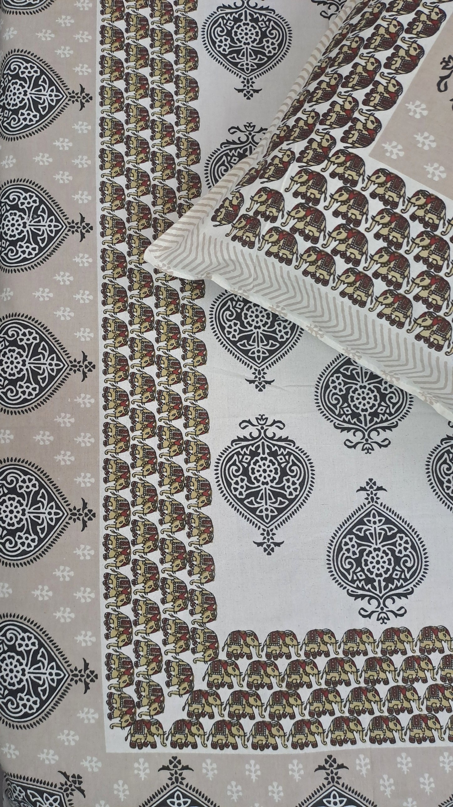 Gul Bagh Pure Cotton Double Bedsheet - Black Block