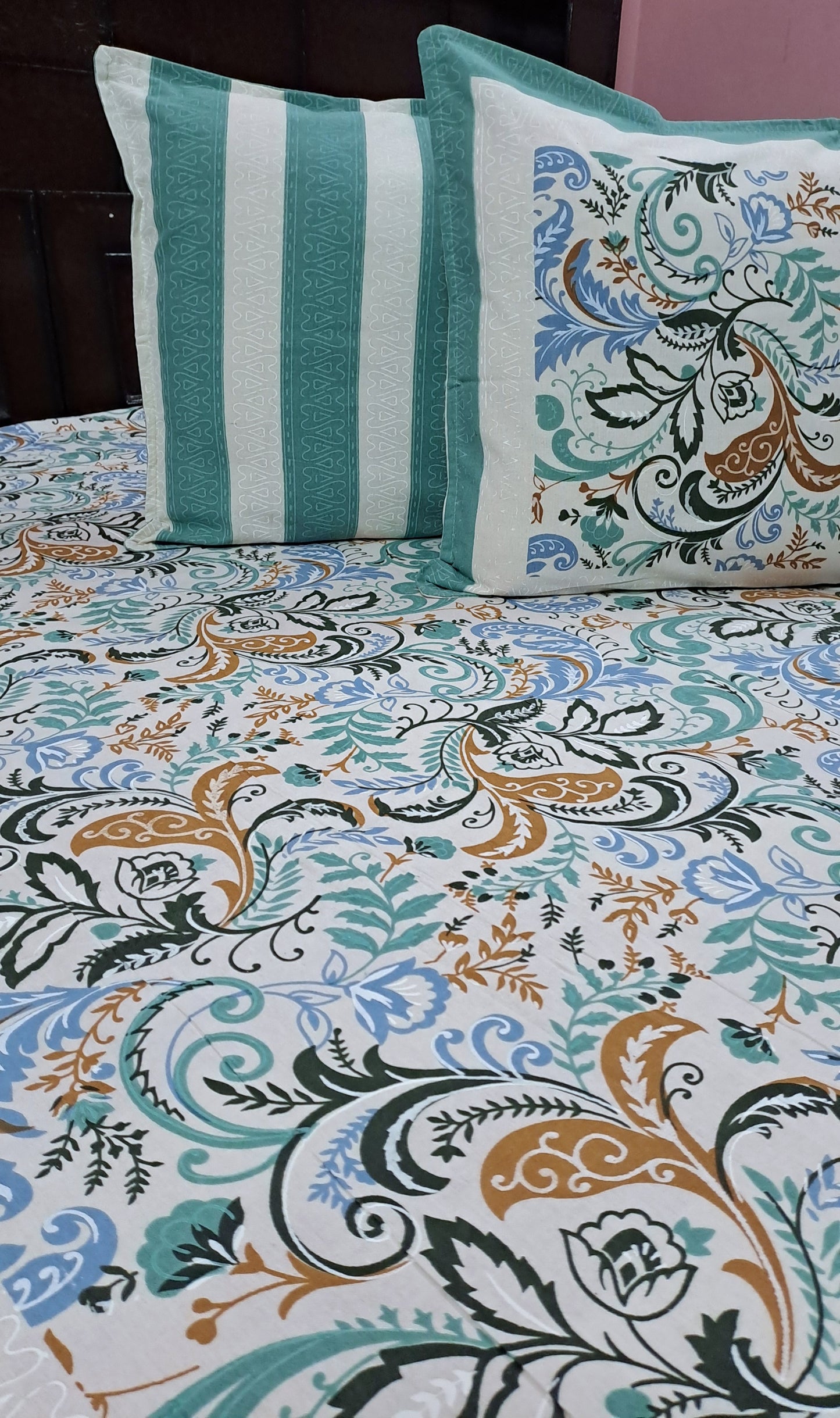 Alpana Pure cotton double bedsheet- sea green