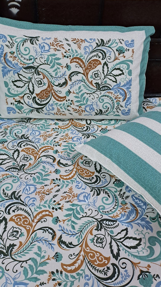 Alpana Pure cotton double bedsheet- sea green