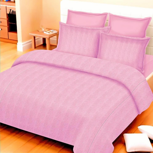 White Marble Pure Cotton Double Bedsheet King Size- Pink