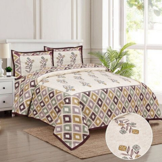 Rainbow Pure Cotton Double Bedsheet - Triangle Print