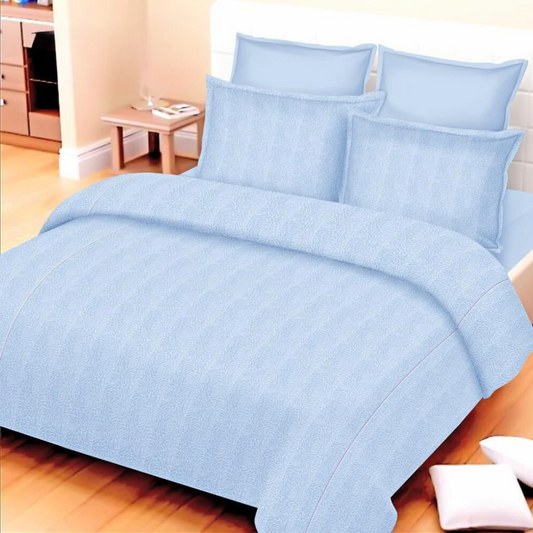 White Marble Pure Cotton Double Bedsheet King Size  - Blue