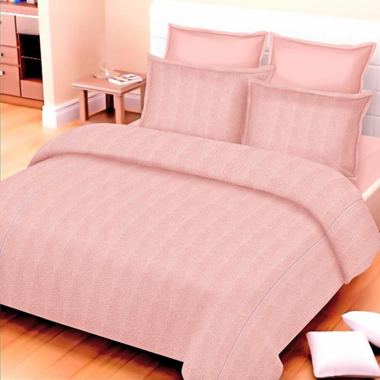 White Marble Pure Cotton Double Bedsheet King Size- Peach