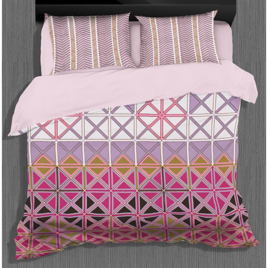 Cris Cross Pure Cotton King Size Double Bedsheet - Pink