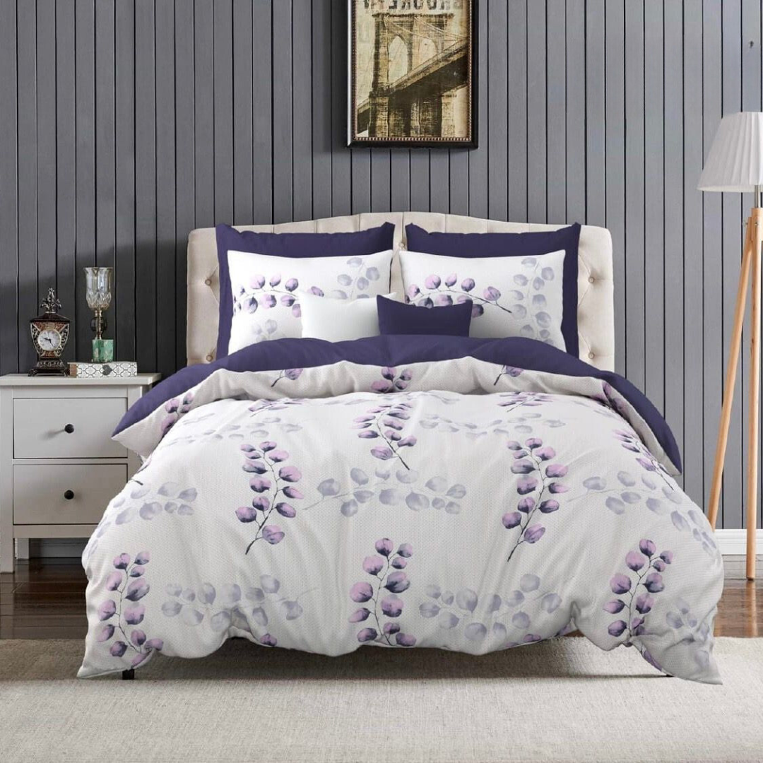 Orchid Pure Cotton Double Bedsheet - Purple