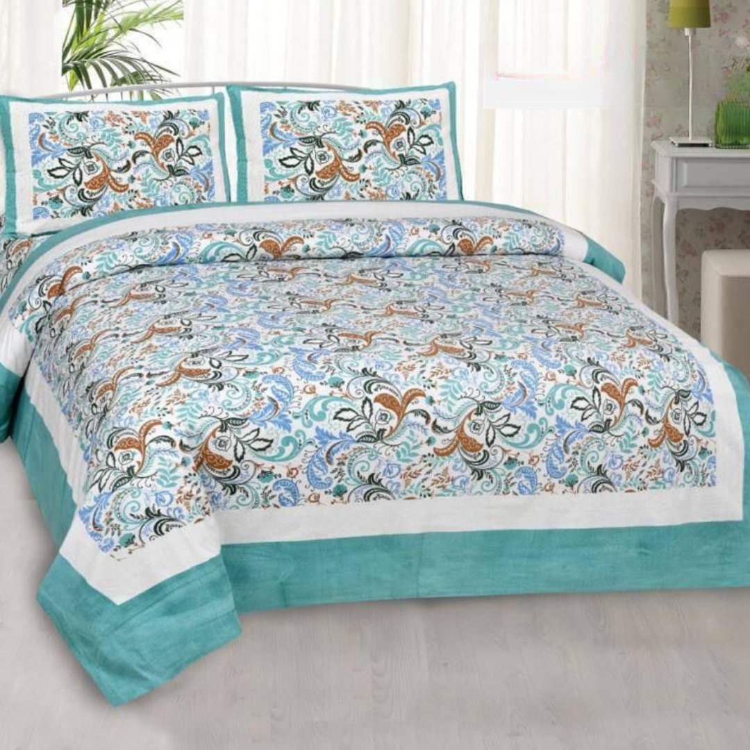 Alpana Pure cotton double bedsheet- sea green