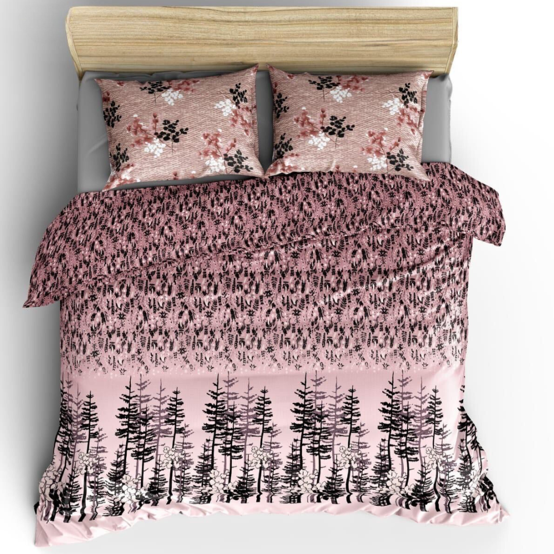 Rose Wood Pure Cotton King Size Double Bedsheet- Pink