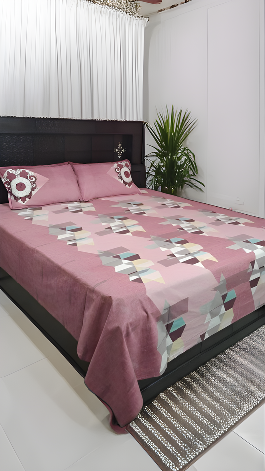 Glory Pure Cotton Double Bedsheet - Pink