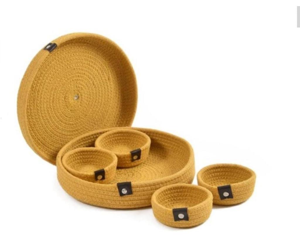 Organic Cotton Rope Dry Fruit Tray-Yellow