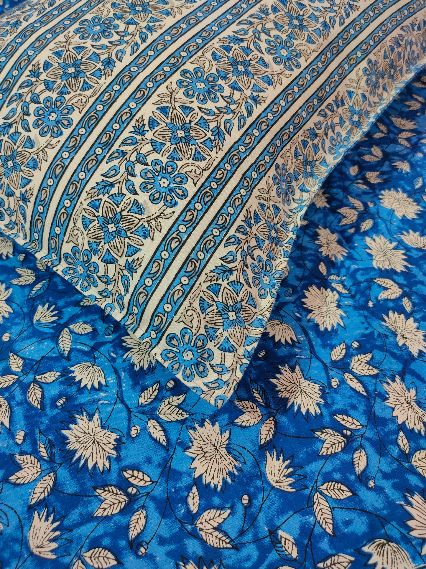 Lotus Jaipuri Pure Cotton Double Bedsheet - Blue