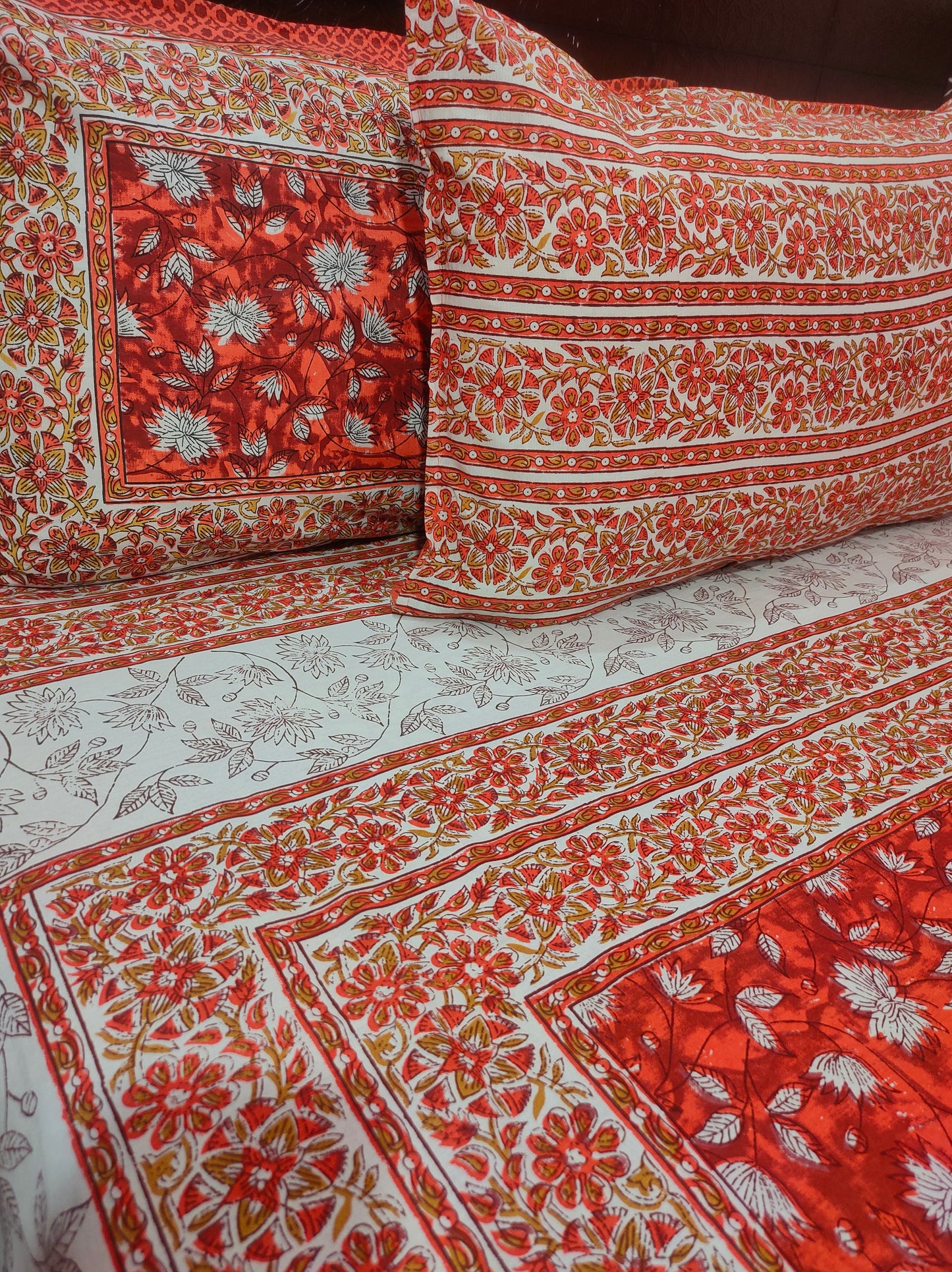 Lotus Jaipuri Pure Cotton Double Bed sheet - Red