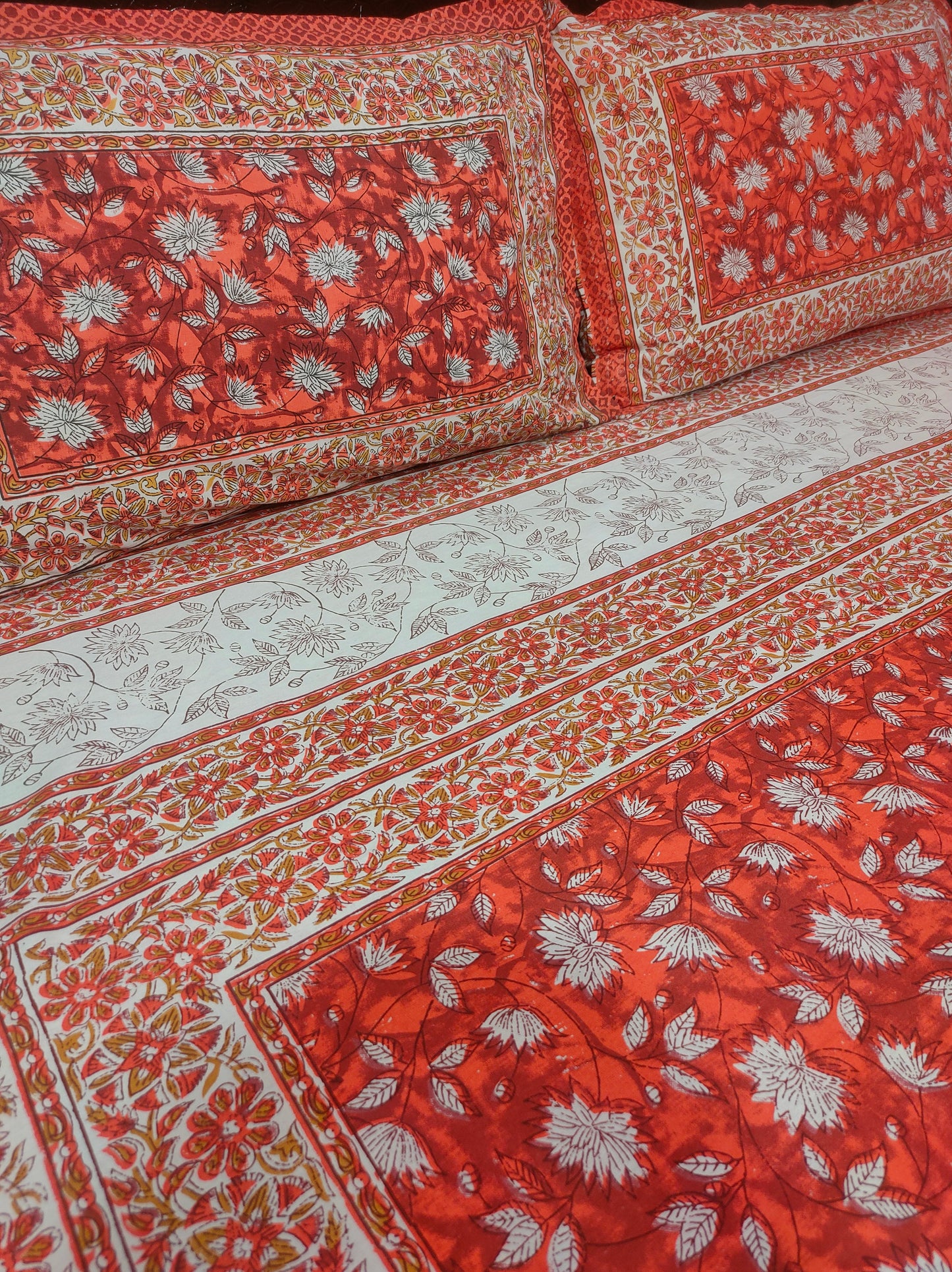 Lotus Jaipuri Pure Cotton Double Bed sheet - Red