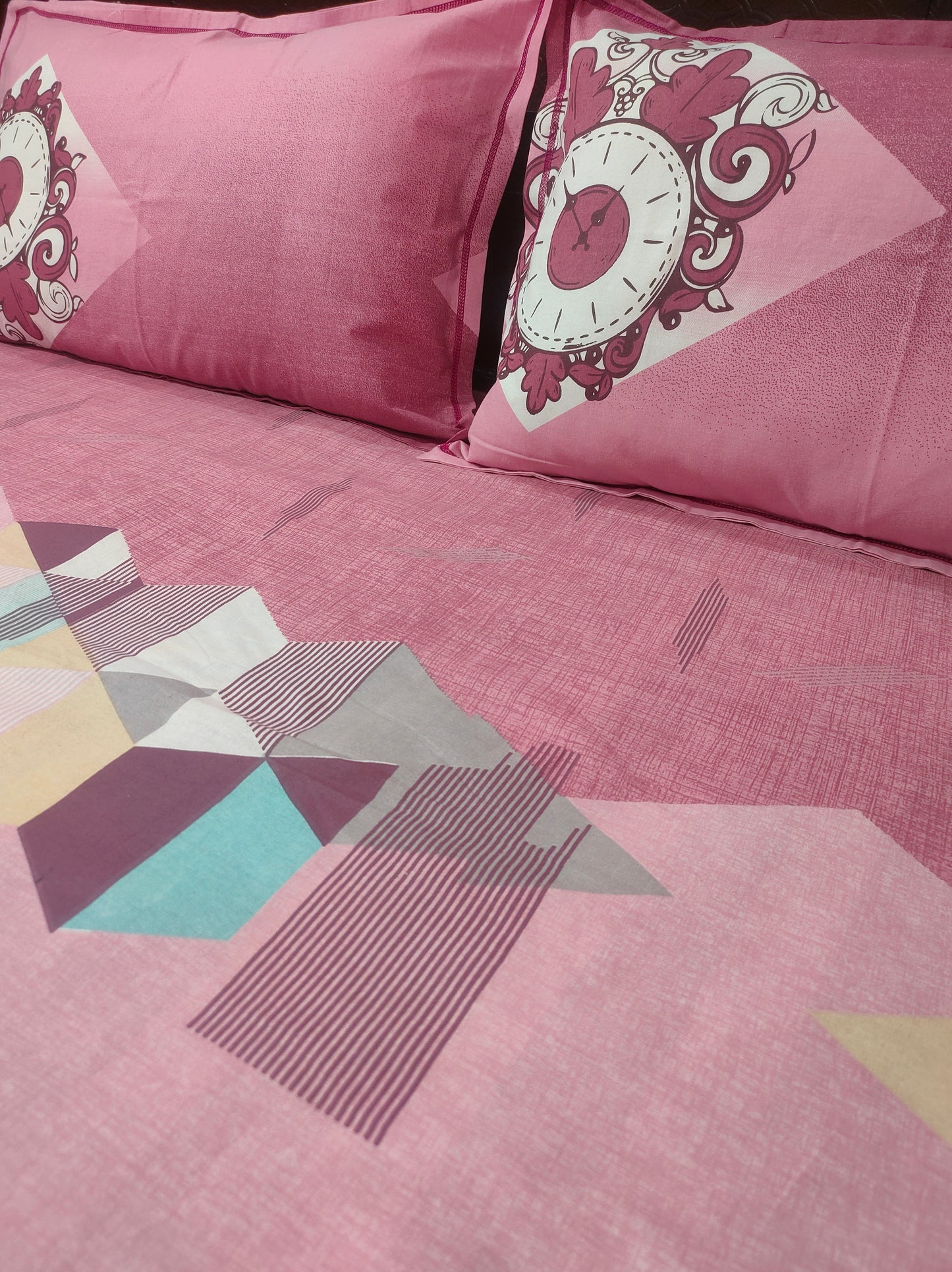 Glory Pure Cotton Double Bedsheet - Pink