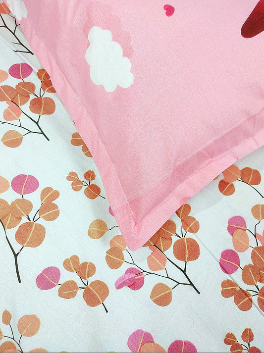 Spring Pure Cotton Double Bedsheet - Pink