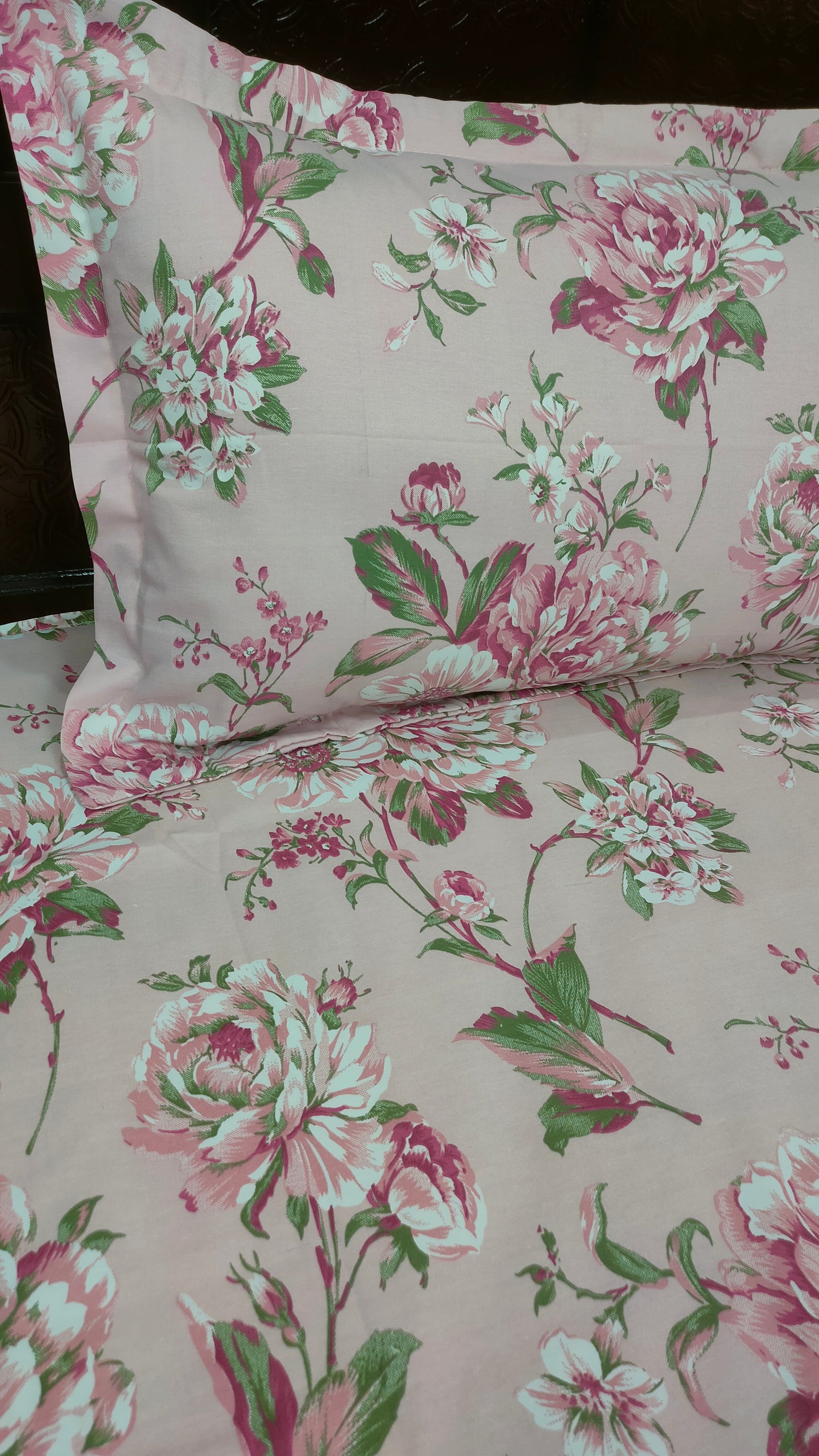 Angel Twill Cotton Rose Print Single Bedsheet-Pink