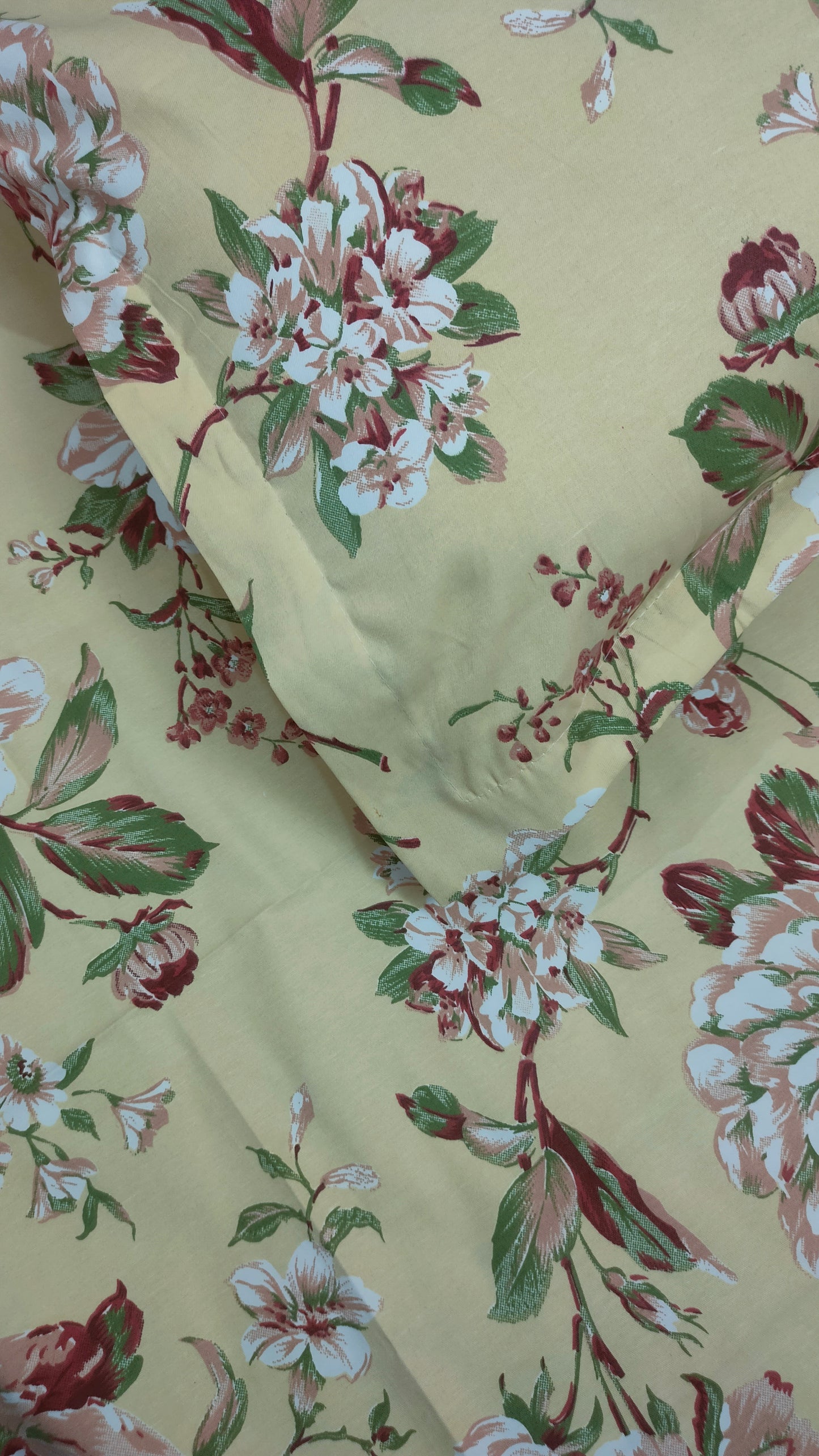 Angel Twill Cotton Rose Print Single Bedsheet-Yellow