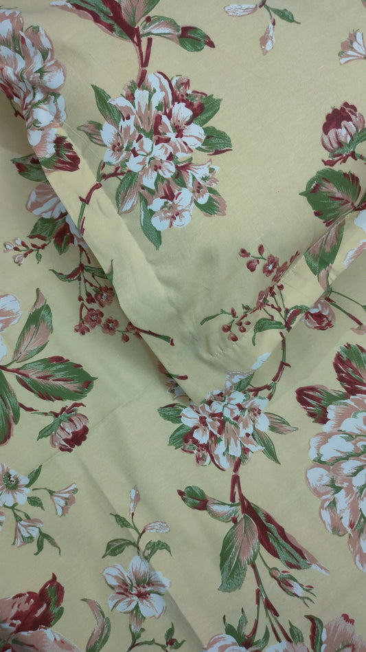 Angel Twill Cotton Rose Print Single Bedsheet-Yellow